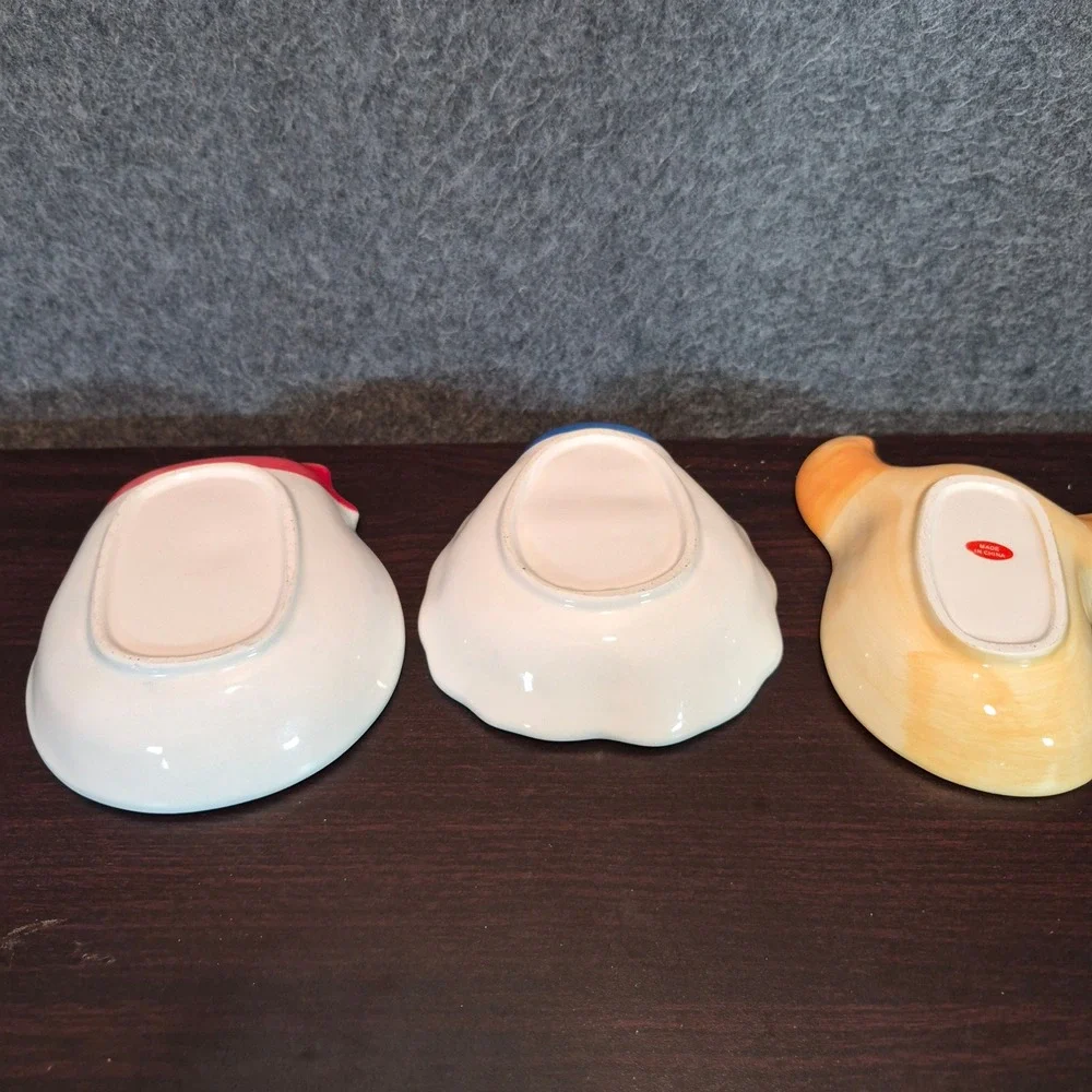 Set of 3 Hand-Painted Ceramic Holiday Candy Dishes Snowman Santa Reindeer
